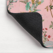 Pink Chinoiserie Bird Floral Mousepad (Ecke)