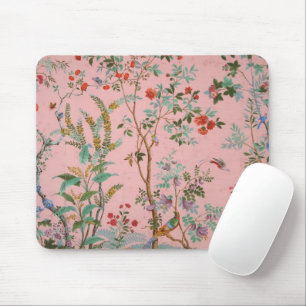 Pink Chinoiserie Bird Floral Mousepad