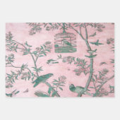 Pink Chinoiserie Bird Wrapping Paper Sheets Geschenkpapier Set (Vorderseite 3)