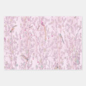 Pink Chinoiserie Bird Wrapping Paper Sheets Geschenkpapier Set (Vorderseite)