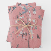 Pink Chinoiserie Bird Wrapping Paper Sheets Geschenkpapier Set (Beispiel)