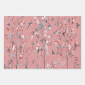Pink Chinoiserie Bird Wrapping Paper Sheets Geschenkpapier Set (Vorderseite)