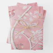 Pink Chinoiserie Bird Wrapping Paper Sheets Geschenkpapier Set (Beispiel)