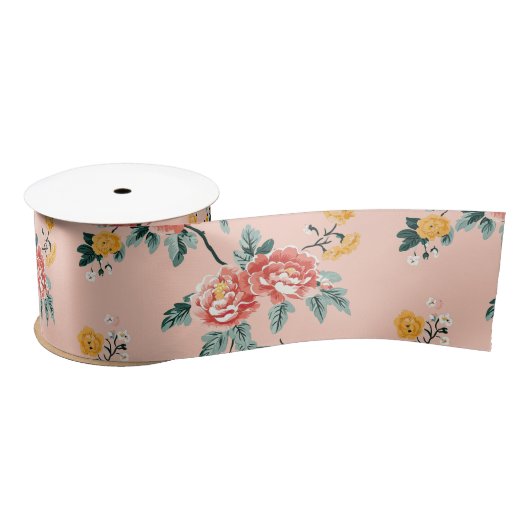 Pink Chinoiserie Blanche Satinband (Spule)
