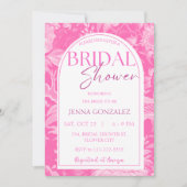 Pink Chinoiserie Bläserndes Peony Brautparty Einladung (Vorderseite)