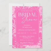 Pink Chinoiserie Bläserndes Peony Brautparty Einladung (Vorderseite)