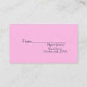 Pink Chinoiserie Bridal Display Shower Begleitkarte (Rückseite)