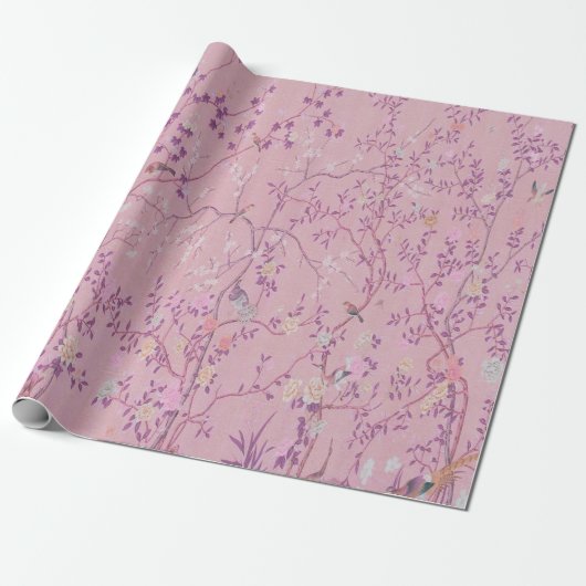 Pink Chinoiserie Chinesisch Dekoupage Geschenkpapier (Ungerollt)
