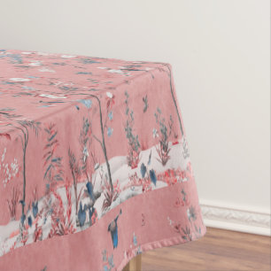 Pink Chinoiserie Cotton Dining Tableclout Tischdecke