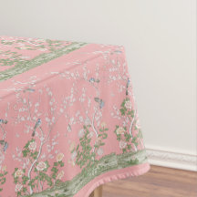 Pink Chinoiserie Cotton Dining Tableclout