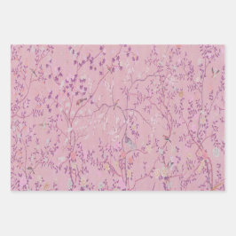Pink Chinoiserie Decoupage Wrapping Paper Sheets Geschenkpapier Set