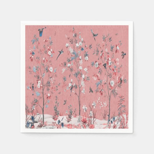 Pink Chinoiserie Dekoupage Serviette (Vorderseite)