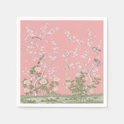 Pink Chinoiserie Dekoupage Serviette (Vorderseite)