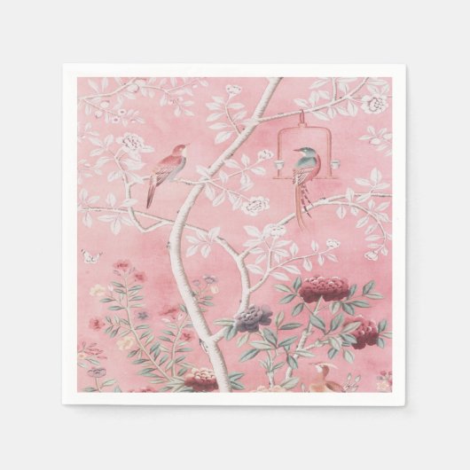 Pink Chinoiserie Dekoupage Serviette (Vorderseite)