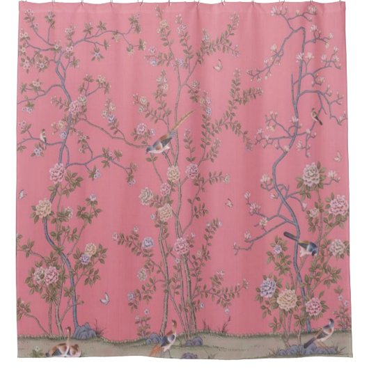 Pink Chinoiserie Duschvorhang (Vorderseite)