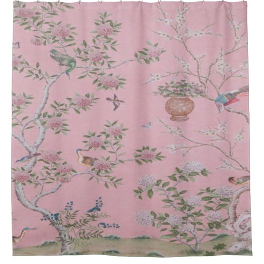 Pink Chinoiserie Duschvorhang (Vorderseite)