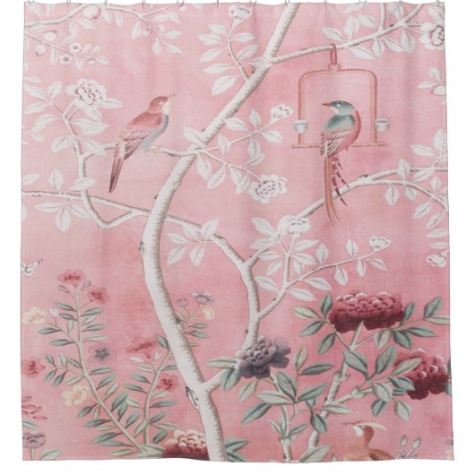 Pink Chinoiserie Duschvorhang (Vorderseite)