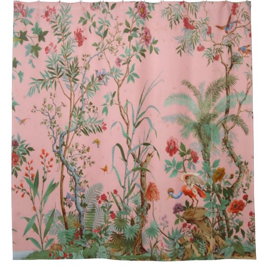 Pink Chinoiserie Duschvorhang (Vorderseite)