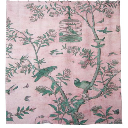 Pink Chinoiserie Duschvorhang (Vorderseite)