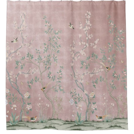 Pink Chinoiserie Duschvorhang (Vorderseite)