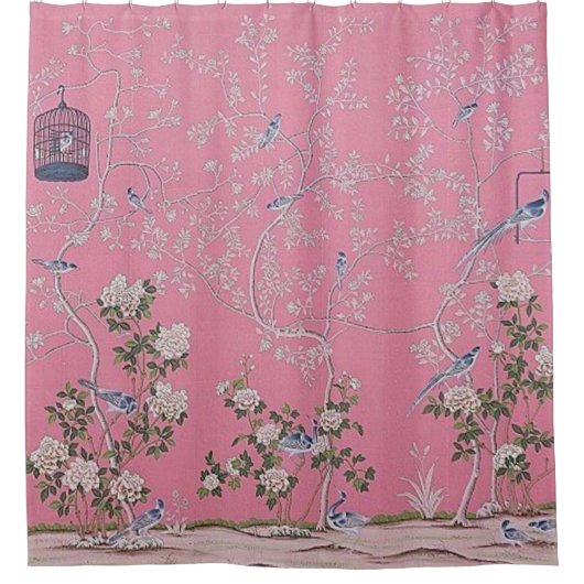 Pink Chinoiserie Duschvorhang (Vorderseite)