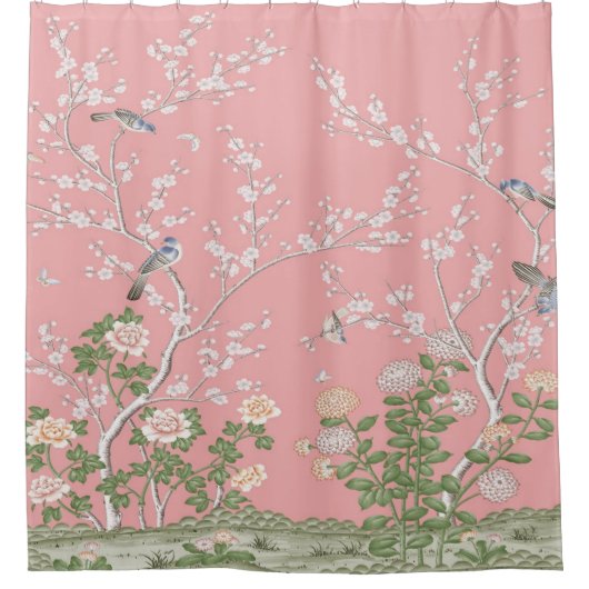 Pink Chinoiserie Duschvorhang (Vorderseite)