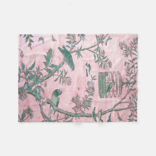 Pink Chinoiserie Fleecedecke (Vorderseite (Horizontal))