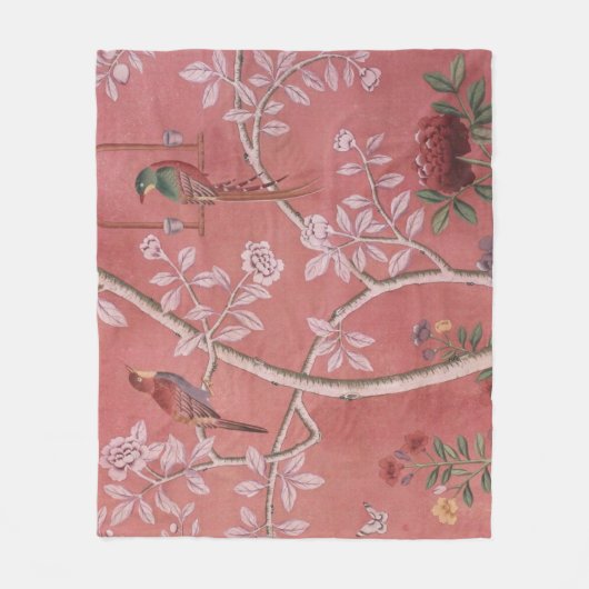 Pink Chinoiserie Fleecedecke (Vorderseite)
