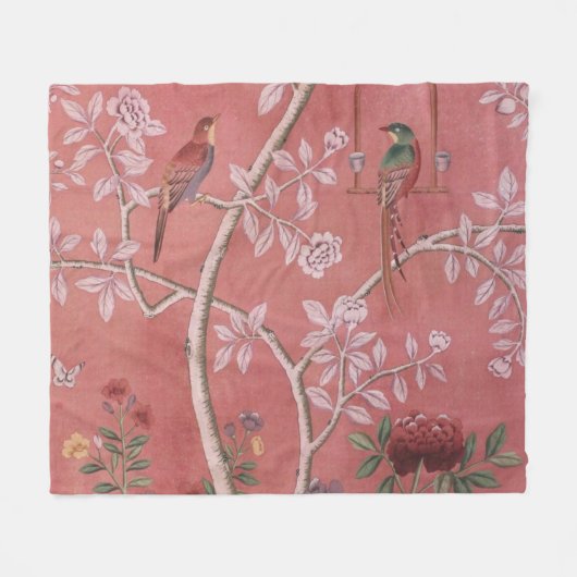 Pink Chinoiserie Fleecedecke (Vorderseite (Horizontal))