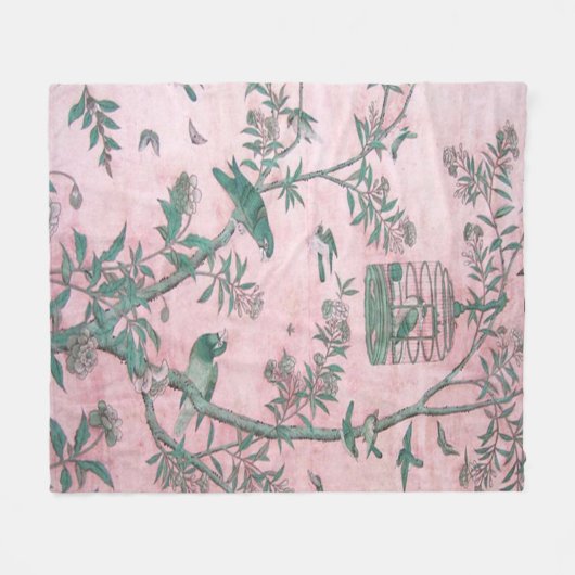 Pink Chinoiserie Fleecedecke (Vorderseite (Horizontal))