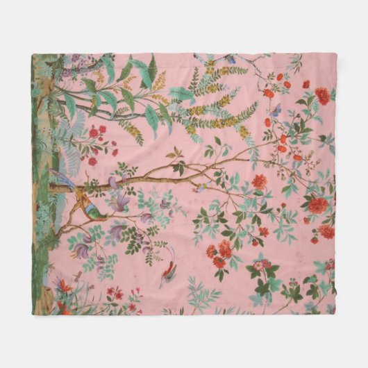 Pink Chinoiserie Fleecedecke (Vorderseite (Horizontal))