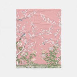 Pink Chinoiserie Fleecedecke
