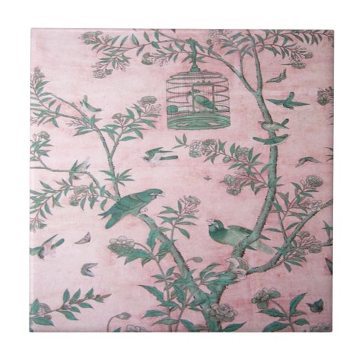 Pink Chinoiserie Fliese (Vorderseite)
