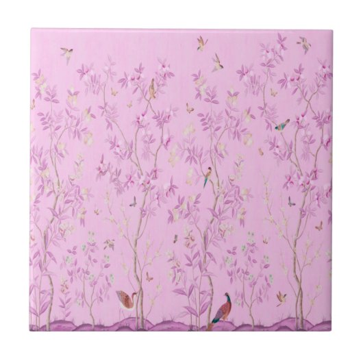 Pink Chinoiserie Fliese (Vorderseite)