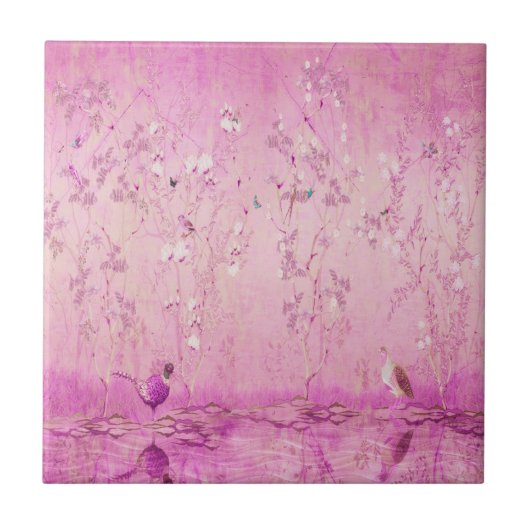 Pink Chinoiserie Fliese (Vorderseite)