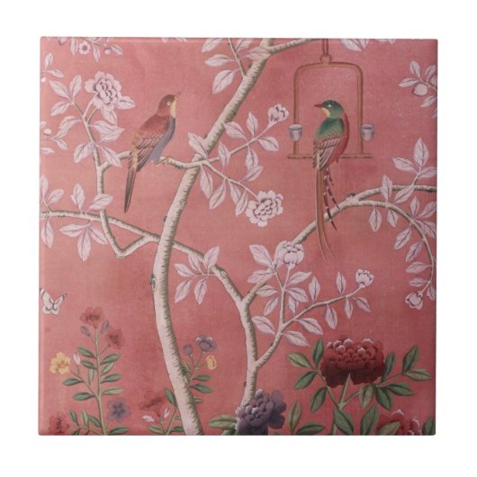 Pink Chinoiserie Fliese (Vorderseite)