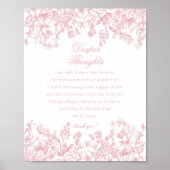 Pink Chinoiserie Flora Diaper Thoughts Baby Shower Poster (Vorne)