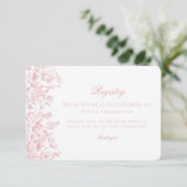 Pink Chinoiserie Floral Bridal Registrierungskarte Begleitkarte (Stehend Vorderseite)