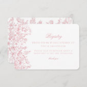 Pink Chinoiserie Floral Bridal Registrierungskarte Begleitkarte (Vorne/Hinten)