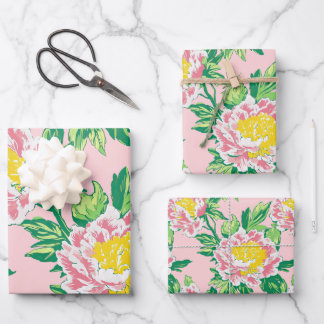 Pink Chinoiserie Floral Geschenkpapier Set