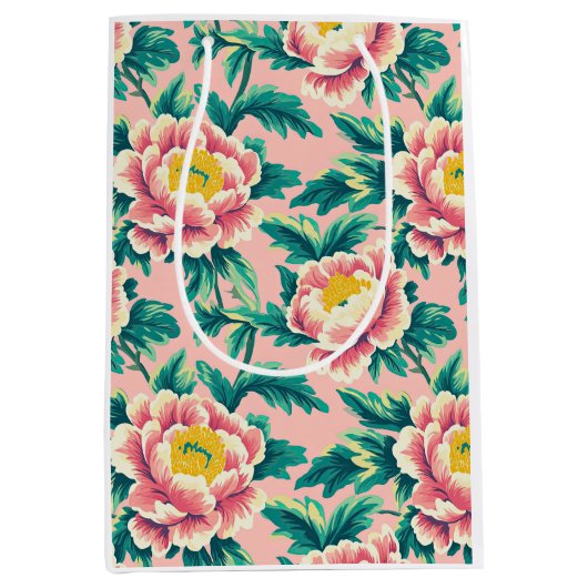 Pink Chinoiserie Floral Mittlere Geschenktüte (Vorderseite)