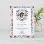 Pink Chinoiserie Foto Hochzeit Einladung (Stehend Vorderseite)