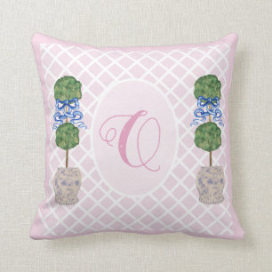 Pink Chinoiserie Ginger Jar Jars Topiary Basket Kissen