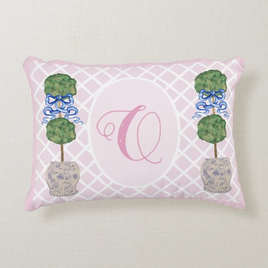 Pink Chinoiserie Ginger Jar Jars Topiary Basket Th Dekokissen (Vorderseite)