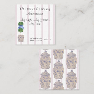 Pink Chinoiserie Ginger Jars Topiary Square B Quadratische Visitenkarte