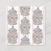 Pink Chinoiserie Ginger Jars Topiary Square B Quadratische Visitenkarte (Rückseite)