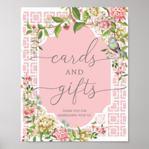 Pink Chinoiserie Karten und Geschenke Poster