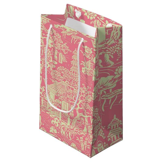 Pink Chinoiserie Kleine Geschenktüte (Vorderseite Schrägansicht)