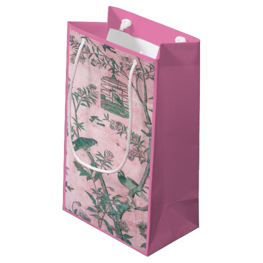 Pink Chinoiserie Kleine Geschenktüte (Rückseite Schrägansicht)