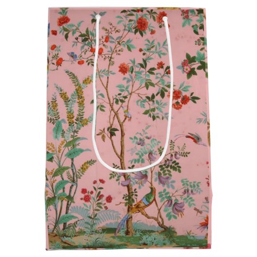 Pink Chinoiserie Mittlere Geschenktüte (Rückseite)